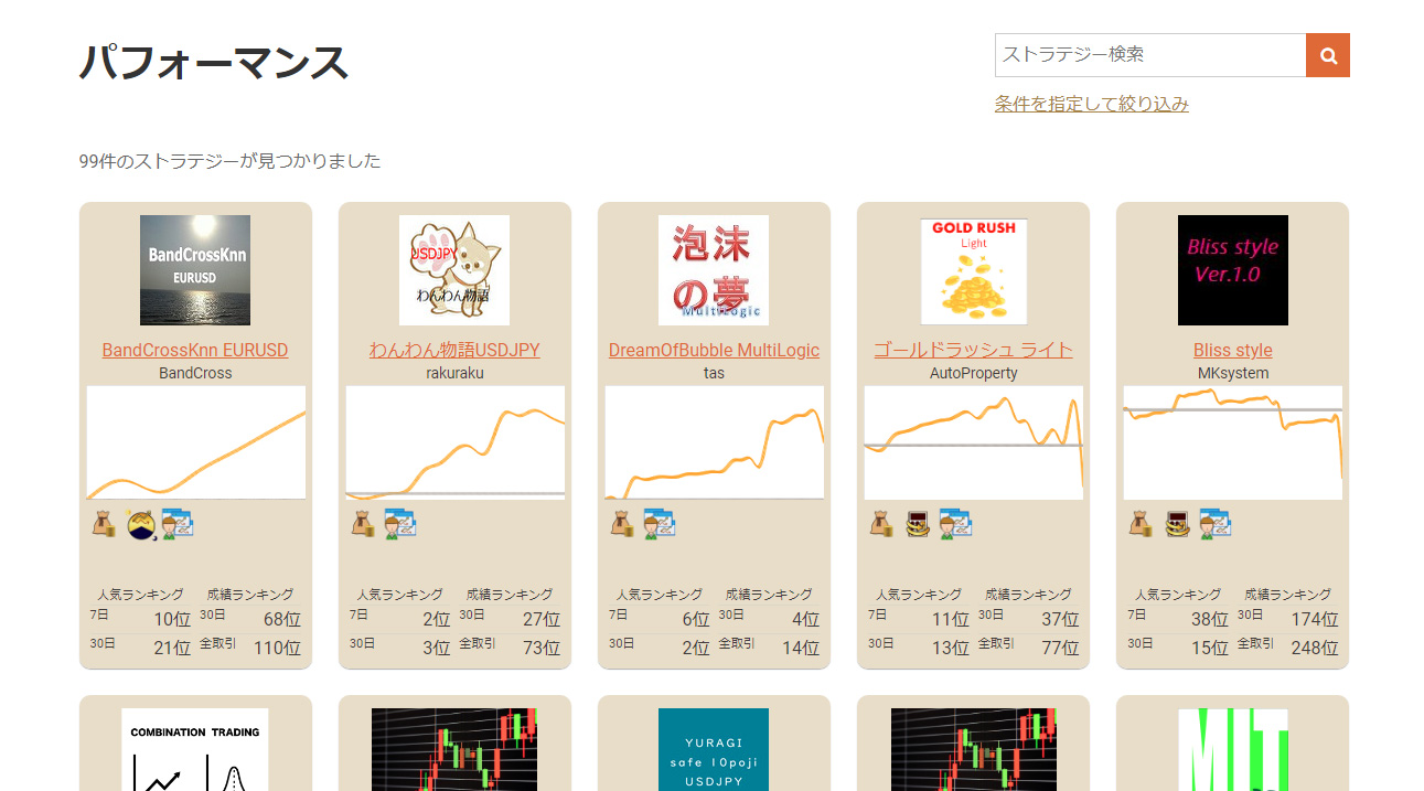 ストラテジーの並んだページ