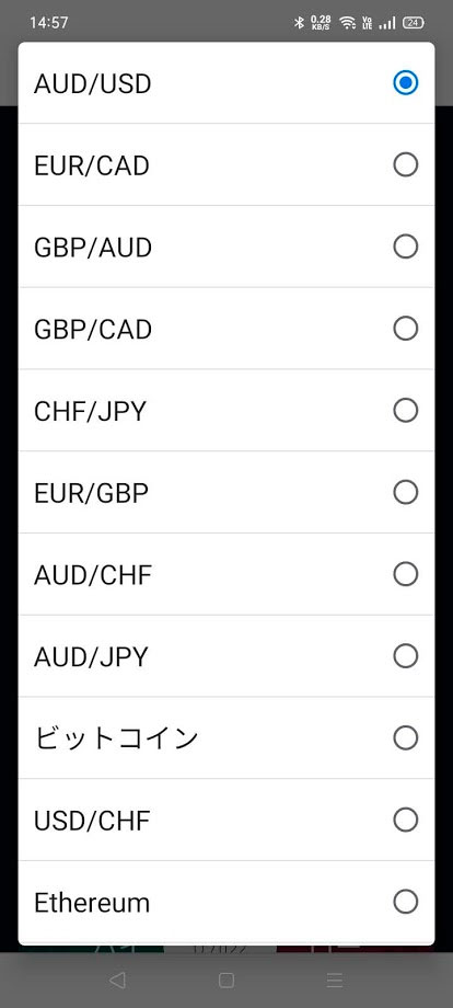 通貨ペアが一覧表示